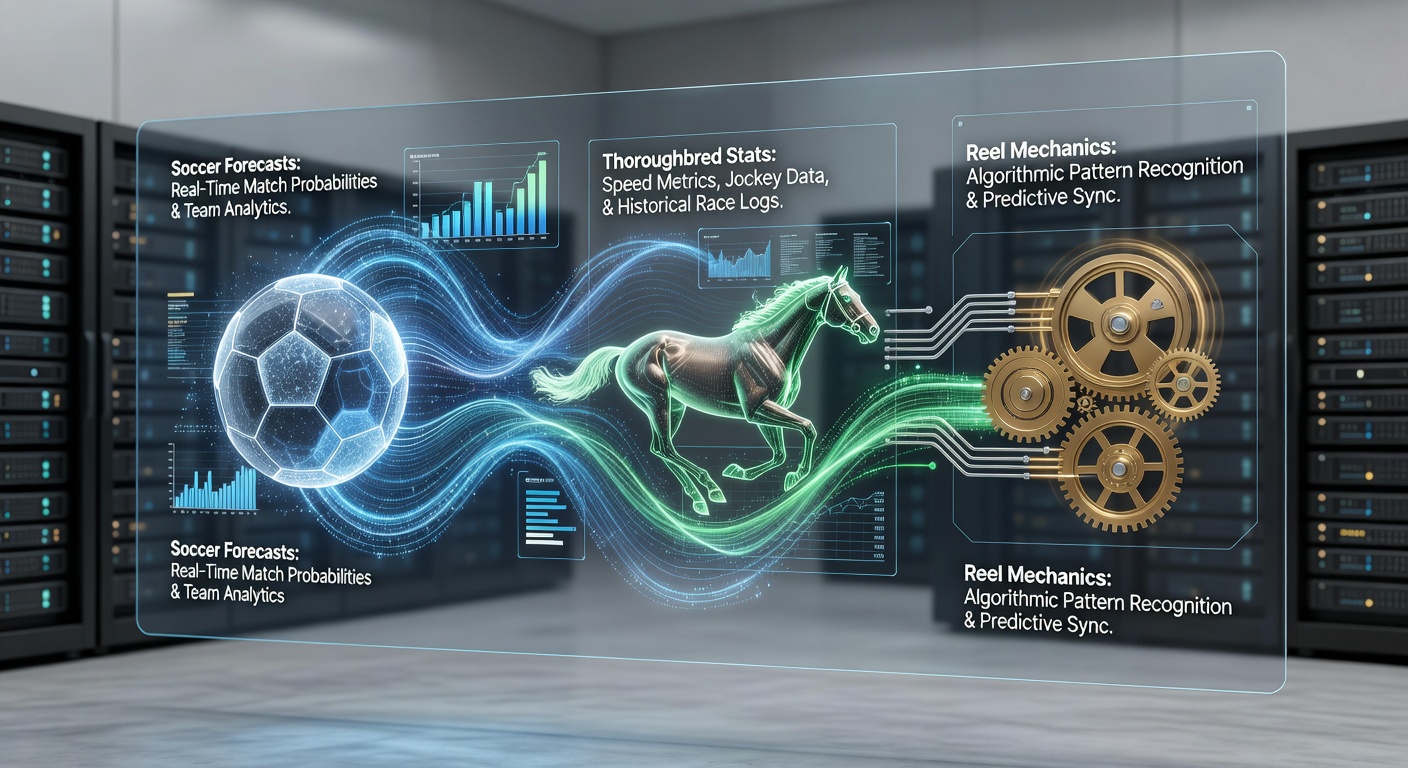 Diagram illustrating data synchronization flows between soccer prediction servers, thoroughbred databases, and mobile reel engines