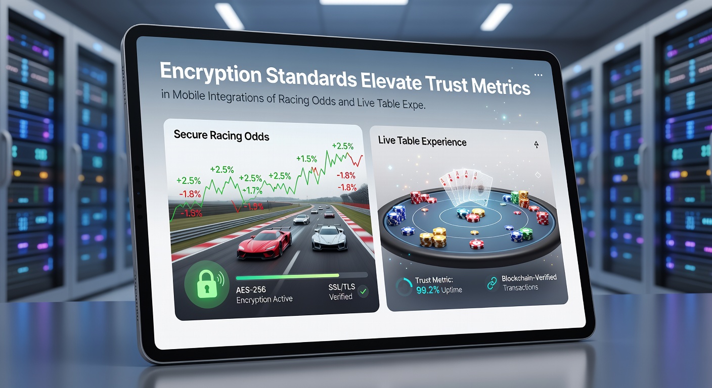 Secure data flow diagram showing encrypted connections between mobile devices and servers for racing and casino integrations