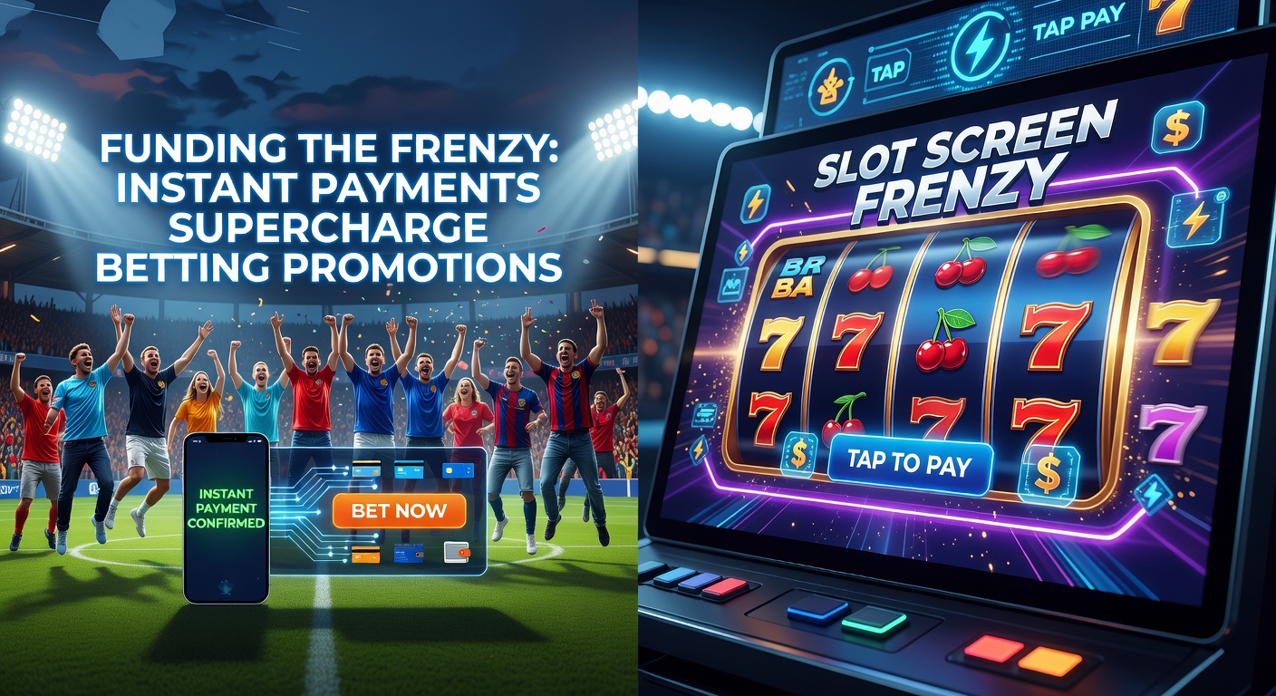 Soccer player dribbling ball transitions into glowing slot reels with payment lightning bolts, symbolizing instant funds linking sports and casino bets
