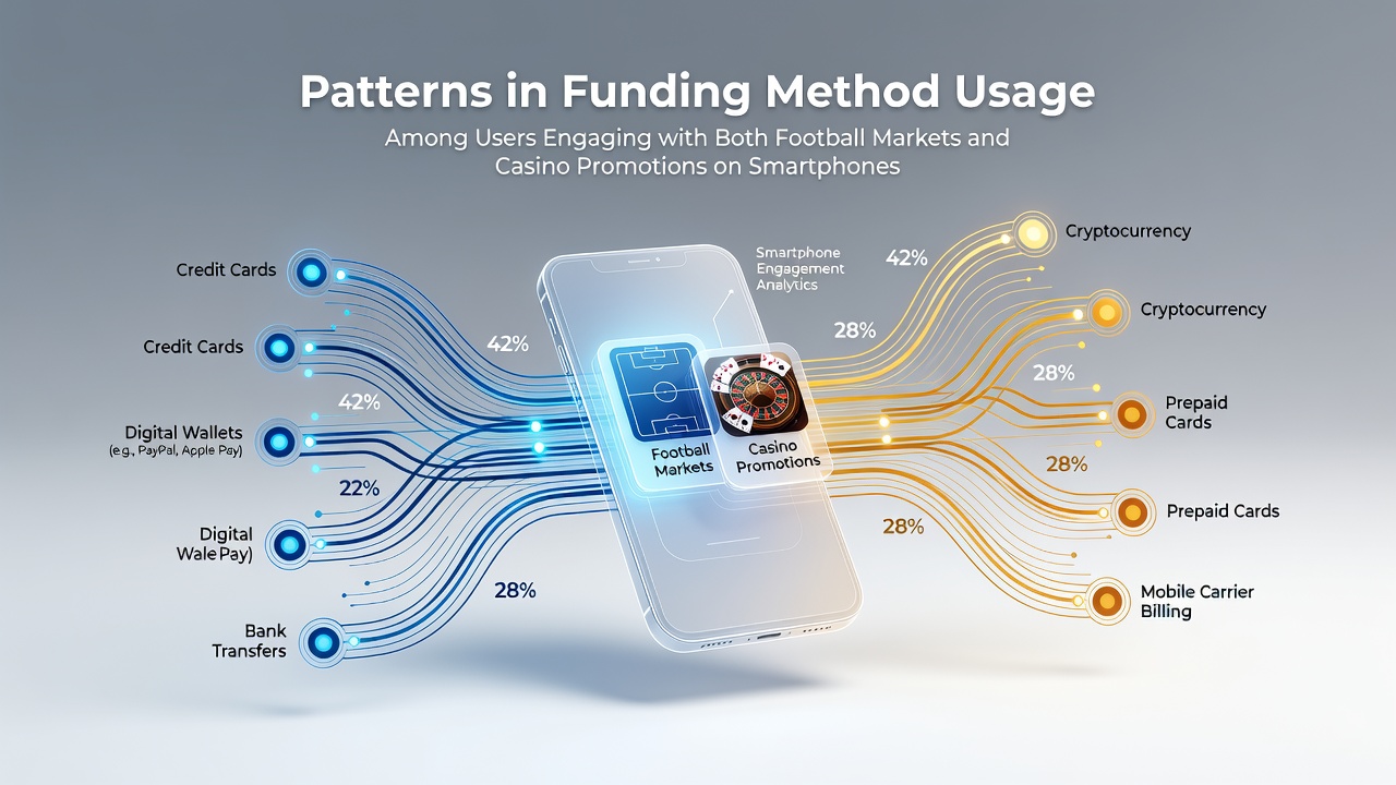 Smartphone screen displaying funding options for football markets and casino promotions