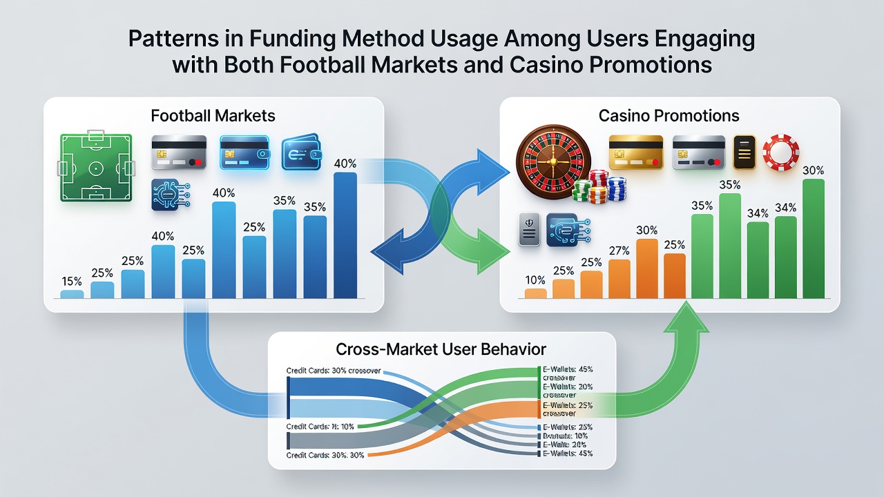 Graph illustrating funding method distribution among dual football and casino mobile users