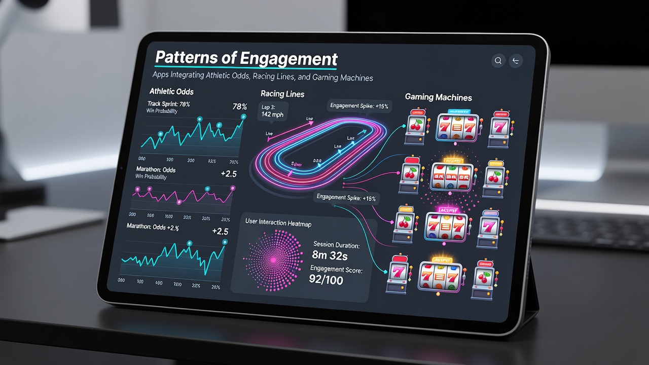 Analytics dashboard illustrating user engagement patterns across athletic odds, racing lines, and gaming machines
