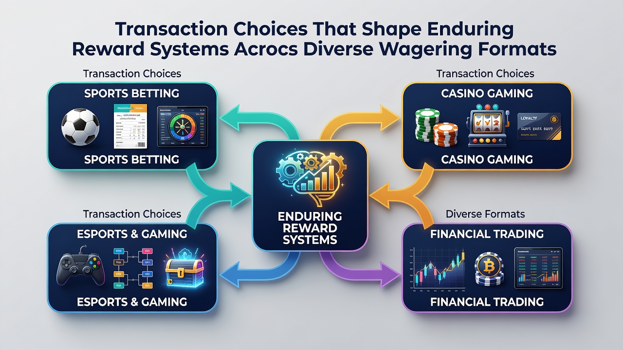 Illustration of interconnected payment systems and reward tracking in betting environments
